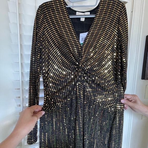 Michael Kors | Black / Gold Mini-Dress (L) - Picture 3 of 8
